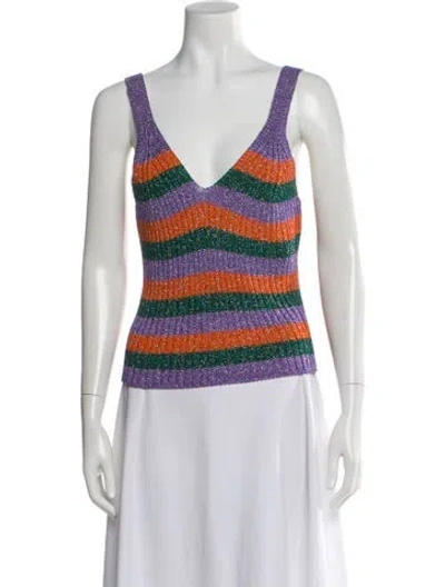 Pre-owned Ganni Striped V-neck Sweater