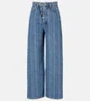 Ganni Striped Wide-leg Jeans In Blue