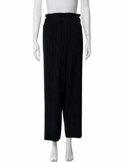 Pre-owned Ganni Striped Wide Leg Pants In Black