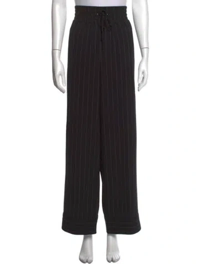 Pre-owned Ganni Striped Wide Leg Pants In Black