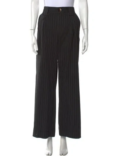 Pre-owned Ganni Striped Wide Leg Pants In Black