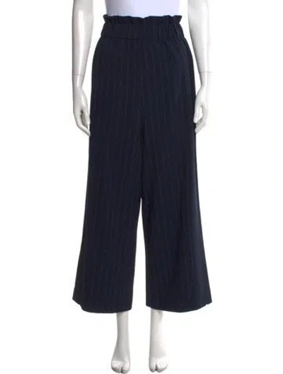Pre-owned Ganni Striped Wide Leg Pants In Blue