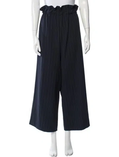 Pre-owned Ganni Striped Wide Leg Pants In Blue
