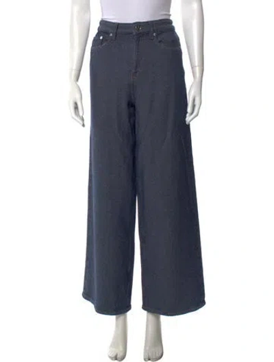 Pre-owned Ganni Striped Wide Leg Pants In Blue