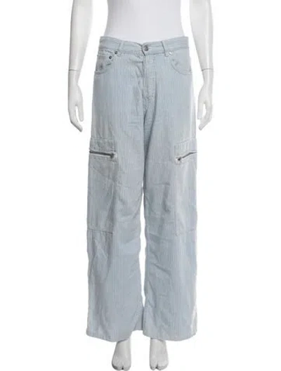 Pre-owned Ganni Striped Wide Leg Pants In Blue