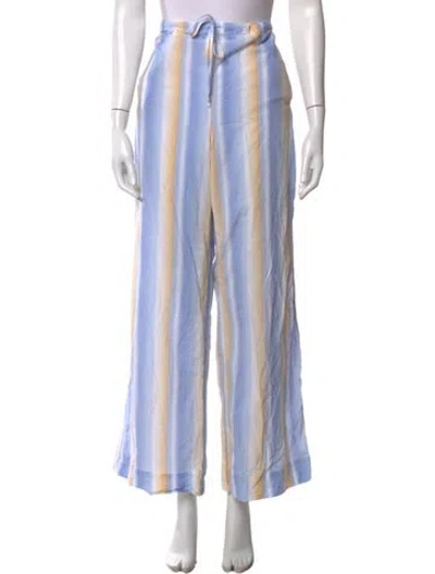 Pre-owned Ganni Striped Wide Leg Pants In Blue