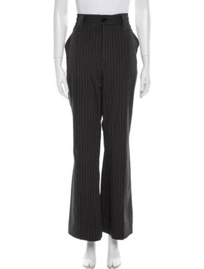 Pre-owned Ganni Striped Wide Leg Pants In Gray