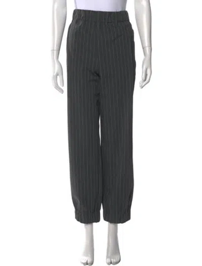 Pre-owned Ganni Striped Wide Leg Pants In Gray
