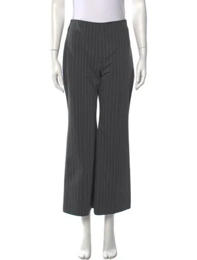 Pre-owned Ganni Striped Wide Leg Pants In Grey