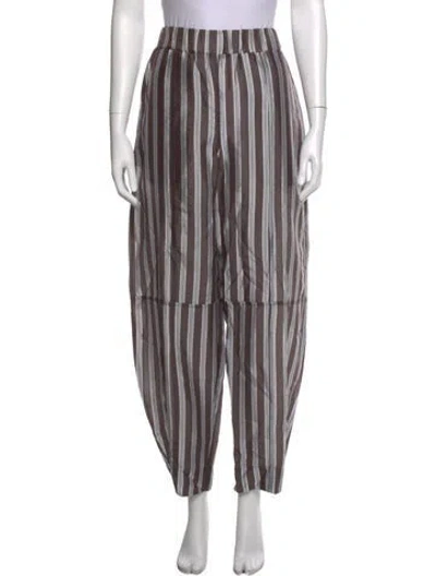 Pre-owned Ganni Striped Wide Leg Pants In Neutrals
