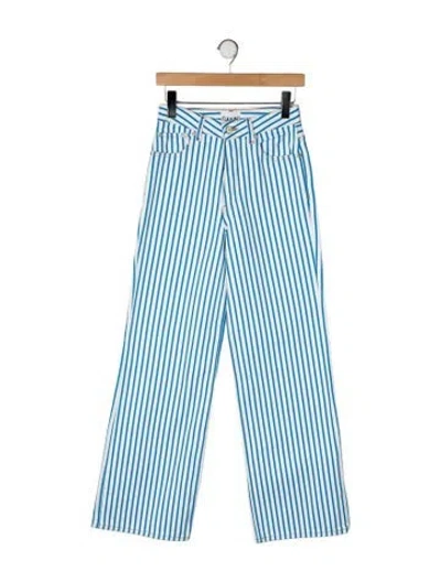 Pre-owned Ganni Striped Wide Leg Pants W/ Tags In Blue