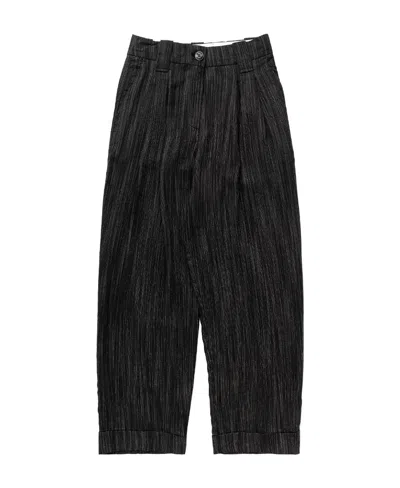 Ganni Striped Wide-leg Trousers In Black