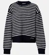 Ganni Striped Wool And Cotton Sweater In Black