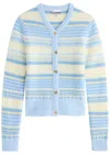 GANNI GANNI STRIPED WOOL-BLEND CARDIGAN