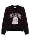 Ganni Graphic Wool Mix Poodle Stripe Sweaters And Cardigans Multicolor In Multi