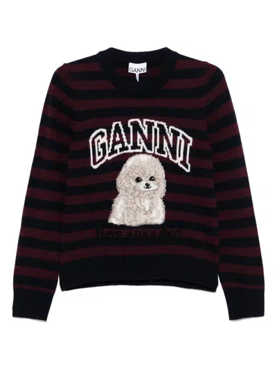 Ganni Striped Wool-blend Sweater In Multi