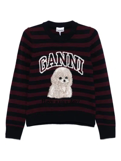 GANNI STRIPED WOOL BLEND SWEATER GANNI