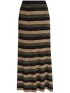 Ganni Striped Skirt In 黑色