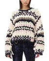 Ganni Handcrafted Chunky Knit Crewneck Sweater In Mulitcolor