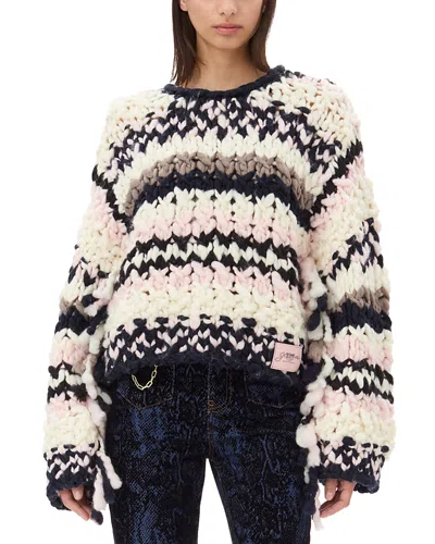 GANNI STRIPED WOOL SWEATER