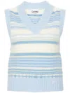 Ganni Multicolor Knit Vest With Stripe Motif In Wool Woman In Blue