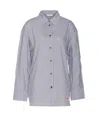 Ganni Multicolor Shirt With All-over Stripes And Logo Patch On The Front In Viscose Blend Woman