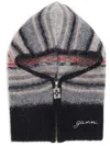 Ganni Striped Zip-up Balaclava In Grey