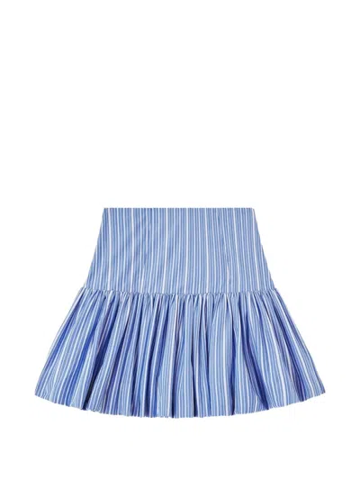 Ganni Striped-pattern Tiered Mini Skirt In Blue