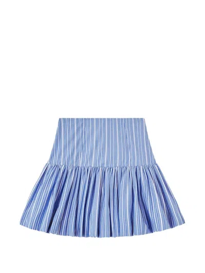 Ganni Womens Nouvean Navy Striped Cotton Mini Skirt In Blue