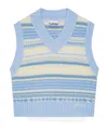 Ganni Wool Vest Knitwear Light Blue In Blue