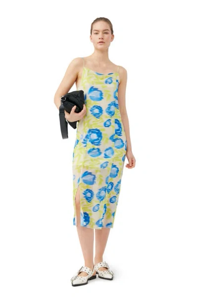 Ganni Printed Mesh Slip Dress