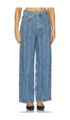 Ganni Striped Baggy Jeans In Blue