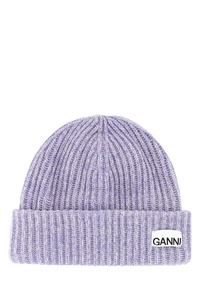 Ganni Structured Rib Beanie-tu Nd  Female In Purple