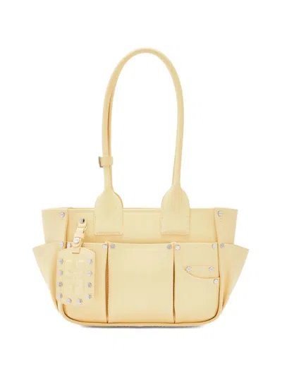 Ganni Stud-appliqué Shoulder Bag In Yellow