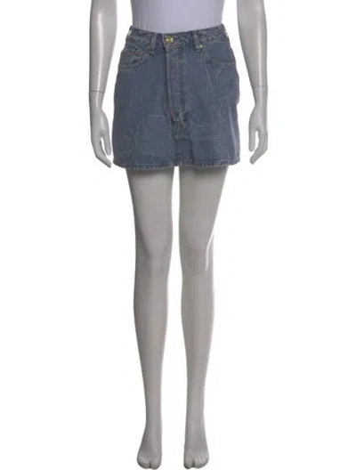 Pre-owned Ganni Studded Accents Mini Skirt In Blue