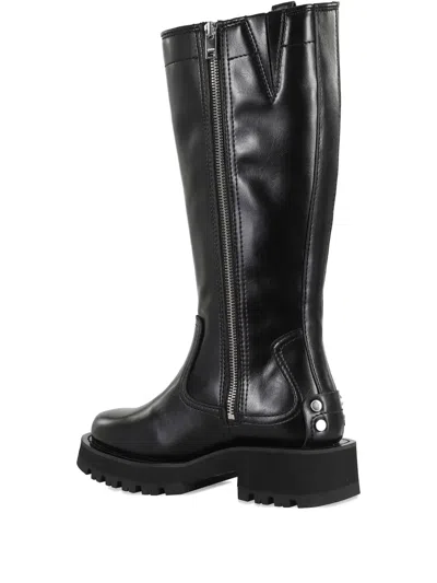 Ganni Studded Leather Boots In Black