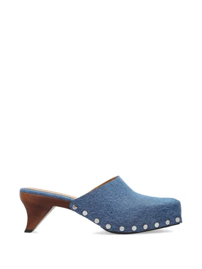 Ganni Studded Mules In Blue