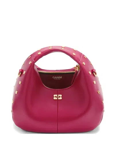 Ganni Stud-embellished Tote Bag In Pink