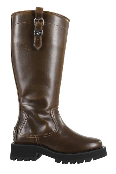 Ganni Studs High Boot Crinkle In Black