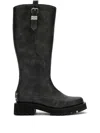 Ganni Studs Knee-high Boots In Gray