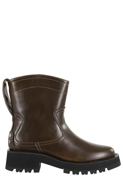 Ganni Studs Low Boot Crinkle In Black