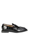 Ganni Croc Embossed Square Toe Loafer In Black