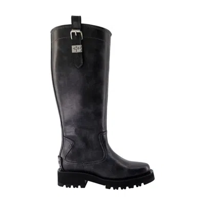 Ganni Studs Vintage Boots In Gray