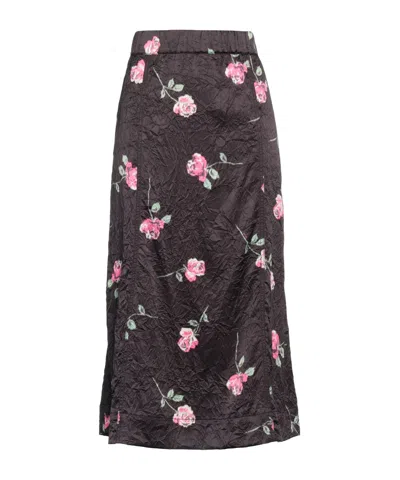 Ganni Stylish Flared Midi Skirt In Brown