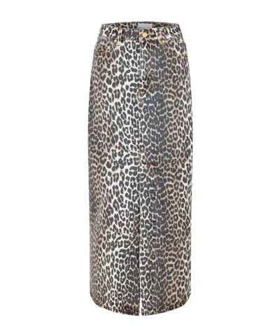 Ganni Stylish Leopard Print Versatile Midi Skirt In Animal Print