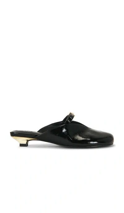 Ganni Sue Bow Kitten Heel Deep Shine In Black