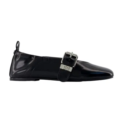 Ganni Sue Box Ballerina Flat In Black