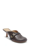 Ganni Sue Heeled Croco Mules Chocolate Fondant In Brown