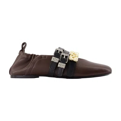 Ganni Sue Flat In Brown