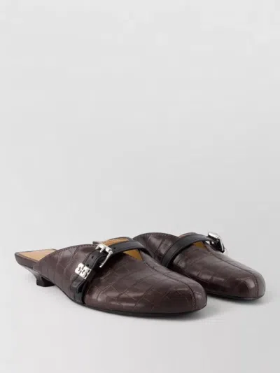 Ganni Sue Kitten Croco Sandals Synthetic Leather In Brown
